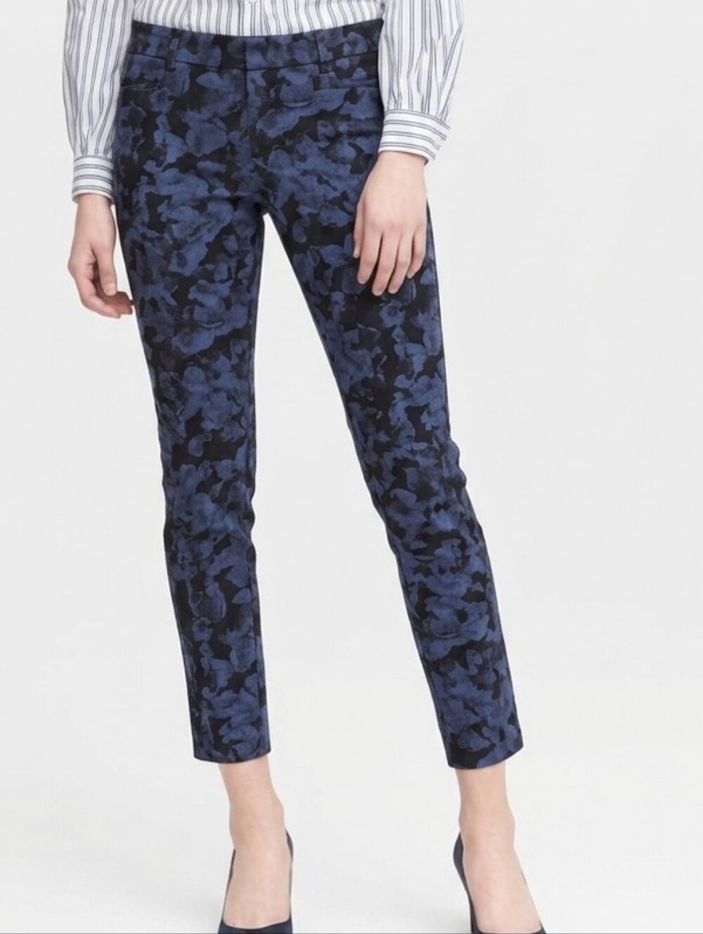 Banana Republic Sloan Floral Pant - Blue & Black